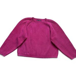 Vintage Eddie Bauer Faded Red Chunky Knit Sweater Boxy Crop Heavy Women’s Med